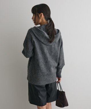 CRAFT STANDARD BOUTIQUE フードストール付きニットプルオーバー Charcoal Gray