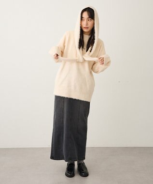 CRAFT STANDARD BOUTIQUE フードストール付きニットプルオーバー Ivory