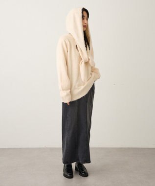 CRAFT STANDARD BOUTIQUE フードストール付きニットプルオーバー Ivory