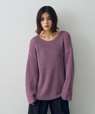 YECCA VECCA スパンコールボートネックニット Lavender