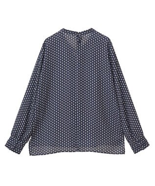 YECCA VECCA ジオメ柄ボウタイブラウス Navy