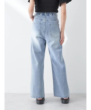 earth music&ecology タックホックデニムパンツ Light Indigo