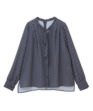 YECCA VECCA ジオメ柄ボウタイブラウス Navy