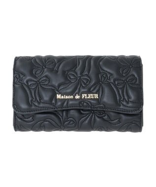 Maison de FLEUR リボンキルティングロングウォレット Black