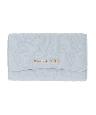 Maison de FLEUR リボンキルティングロングウォレット Sax