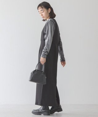 AMERICAN HOLIC ベロアクルーネックカットプルオーバー Charcoal Gray