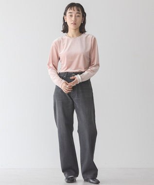 AMERICAN HOLIC ベロアクルーネックカットプルオーバー Pink