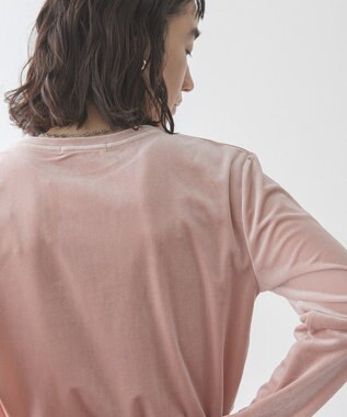 AMERICAN HOLIC ベロアクルーネックカットプルオーバー Pink