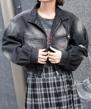 WEGO ヴィンテージウォッシュバイカージャケット ブラック