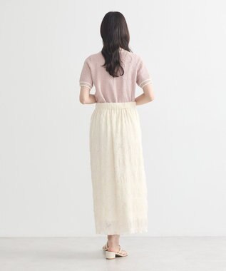 earth music&ecology バイカラーフラワージャガードニットプルオーバー Pink