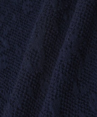 earth music&ecology バイカラーフラワージャガードニットプルオーバー Dark Navy