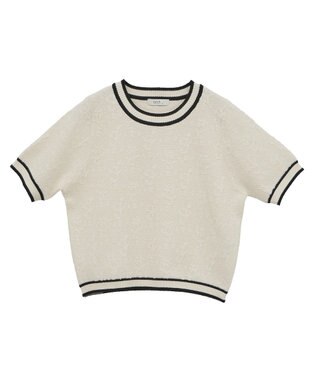 earth music&ecology バイカラーフラワージャガードニットプルオーバー Cream