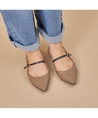 MODE ET JACOMO <carino>【レイン対応】配色ベルトメリージェーン オーク