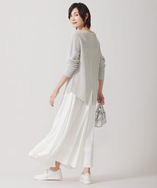 ICB L 【洗える】 ペーパーブレンドシャインニット プルオーバー トープ系