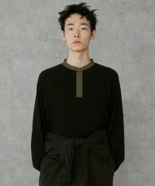 WEGO 【ユニセックス着用ITEM】ラグランヘンリーネックT ブラック