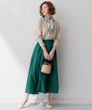 23区 【洗える】ルミエールタフタ フレアスカート ダークグリーン系