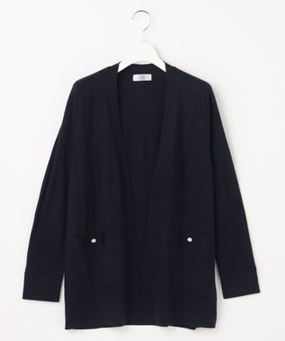 J.PRESS LADIES L KNIT BASIC ロング カーディガン ネイビー系