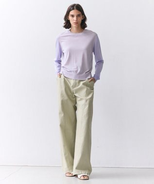 BEIGE， PREHNA / コットンツイル カービーシームワイドパンツ L.Khaki