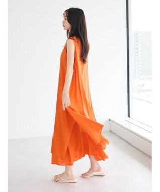 CRAFT STANDARD BOUTIQUE インド綿混フレアワンピース Orange