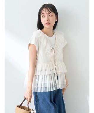 earth music&ecology チュールベスト Ivory