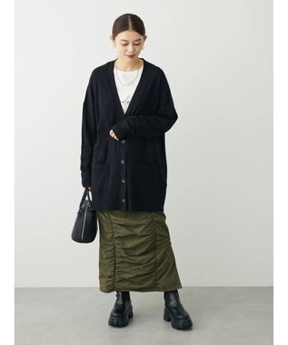 Green Parks もちやわ　Ｖネックミディ丈ニットカーディガン Black