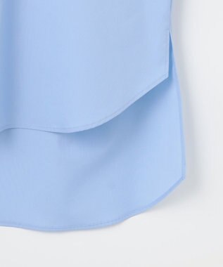 #Newans 【洗濯機可能/シワになりにくい】〈お尻・太ももをカバー〉フレアスリーブイタリアンカラーシャツ ブルー