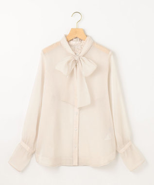 組曲 シャイニーオーガン ボウタイ付きブラウス アイボリー系