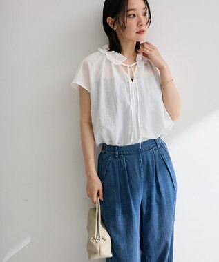 Green Parks 衿フリルブラウス Off White