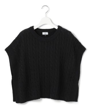 J.PRESS YORK STREET 【WOMEN】コットンニット ケーブルポンチョ ブラック系