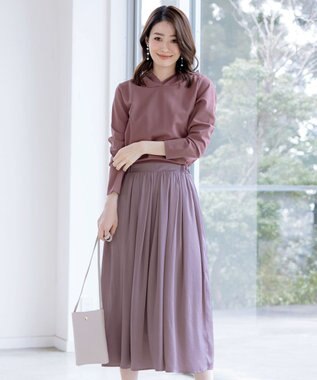 Tiaclasse 【洗える】パーカードッキングワンピース ピンク×ライトピンク