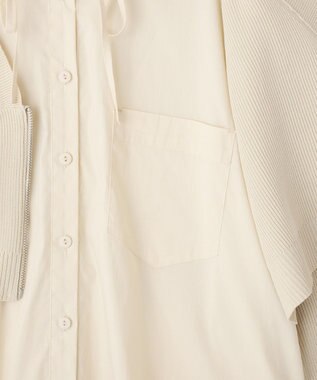 YECCA VECCA ZIPニットレイヤードフーディーシャツ Navy