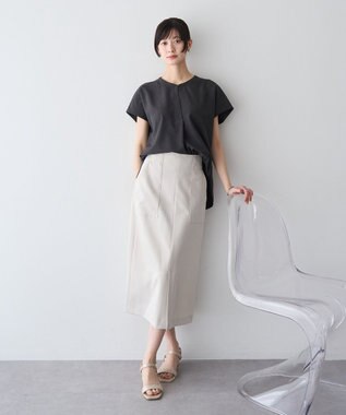 YECCA VECCA 【マシンウォッシャブル】サラサラスキッパーブラウス Charcoal Gray