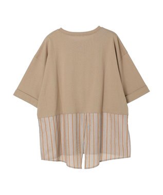 Green Parks ５分袖ドッキングバックスリットチュニック Beige