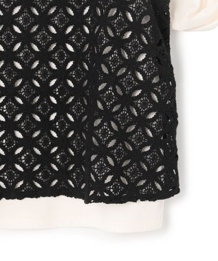 UNFILO 【2点セット】ラッセルレース キャミレイヤード Tシャツ ブラック