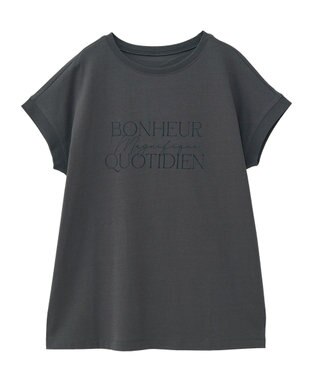 Green Parks フレンチスリーブ筆記体ロゴチュニック Dark Gray