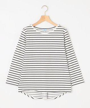 組曲 L プレーティング天竺バックタックボーダー カットソー ブラック系1