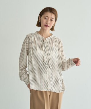 YECCA VECCA ジオメ柄ボウタイブラウス Ivory