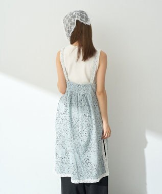 earth music&ecology 花柄プリントボーラー刺繍ミニキャミドレス Light Blue