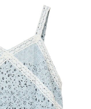 earth music&ecology 花柄プリントボーラー刺繍ミニキャミドレス Light Blue