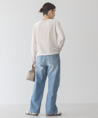 AMERICAN HOLIC ベロアクルーネックカットプルオーバー Gray Beige