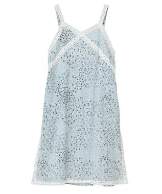 earth music&ecology 花柄プリントボーラー刺繍ミニキャミドレス Light Blue