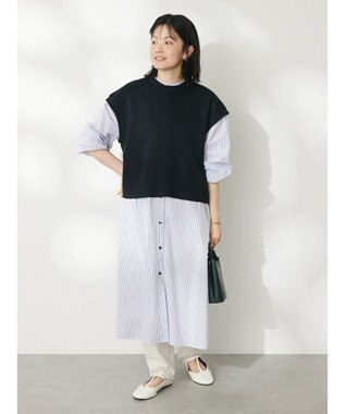 CRAFT STANDARD BOUTIQUE 【洗える】ニットベスト+シャツワンピース-SET Black