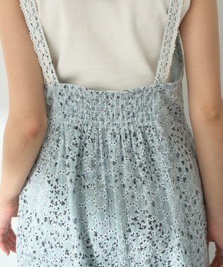 earth music&ecology 花柄プリントボーラー刺繍ミニキャミドレス Light Blue