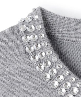 UNFILO ネックビジュー カーディガン グレー