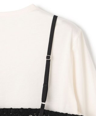 UNFILO 【2点セット】ラッセルレース キャミレイヤード Tシャツ ブラック