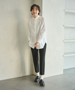 #Newans 【洗濯機可能/シワになりにくい】パネルフリルシャツ ホワイト