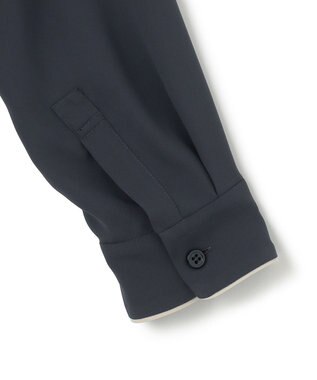 ICB L 【UVケア・速乾・接触冷感・洗える】BackSatinAmunzen 配色ボウタイブラウス ネイビー系