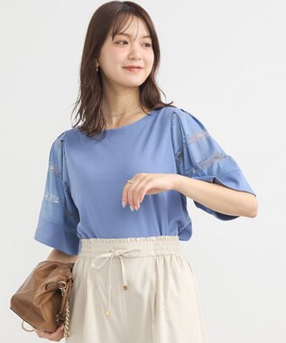 earth music&ecology フレア袖レースプルオーバー