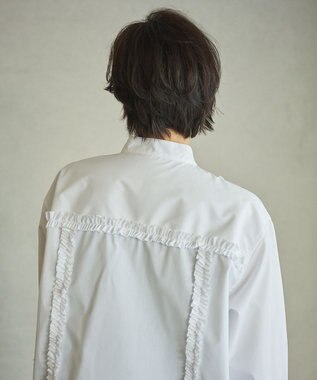 #Newans 【洗濯機可能/シワになりにくい】パネルフリルシャツ ホワイト
