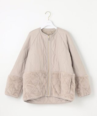 ANY SIS フェイクファーコンビキルティング アウター アイボリー